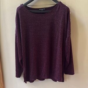 Never Worn Cable & Gauge Size 1x Deep Purple Knit Blouse